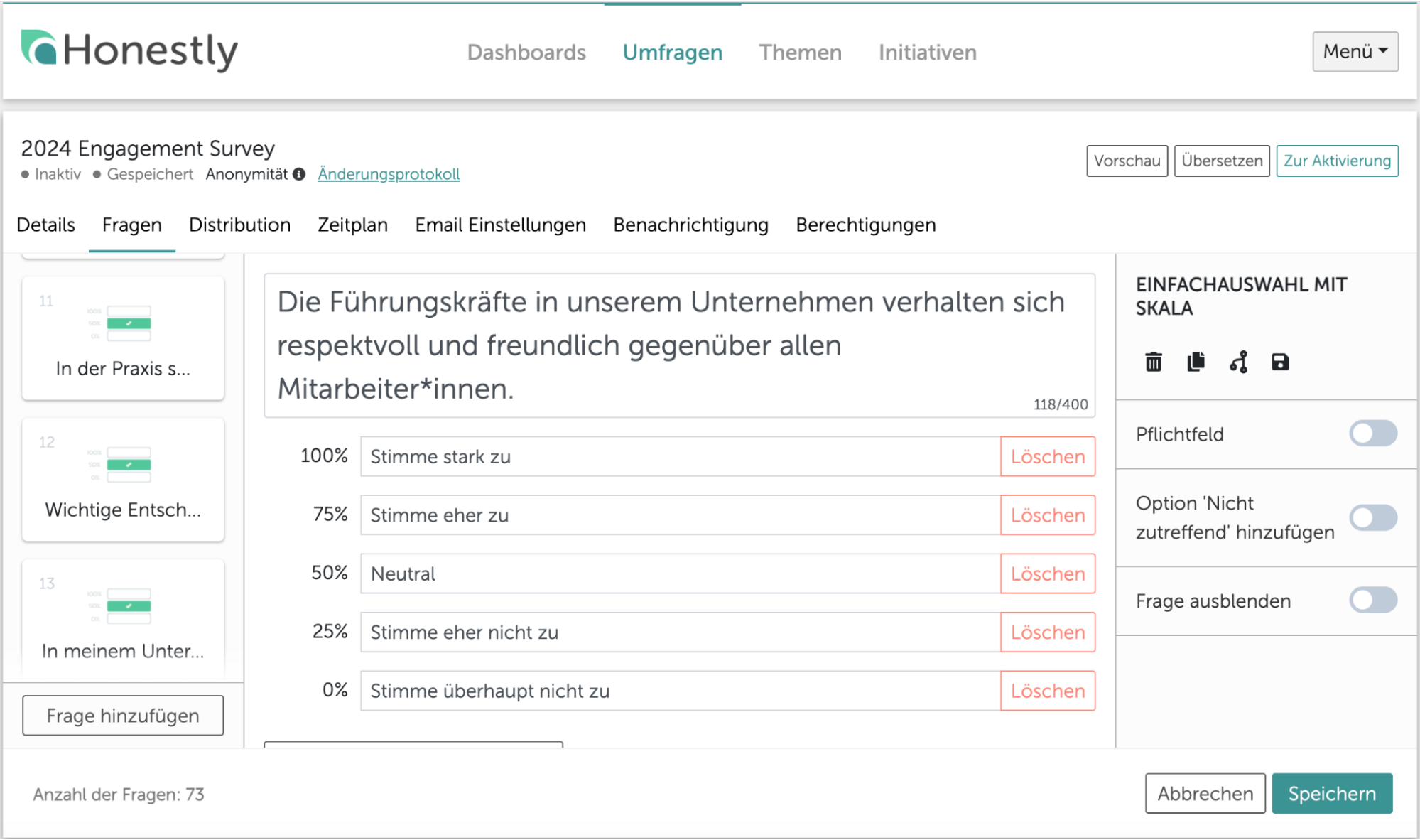 Mitarbeiterbefragung Zufriedenheit Honestly