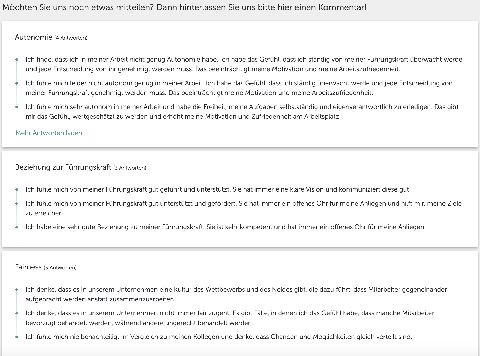 Zusammenfassungen Mitarbeiterbefragung Zufriedenheit