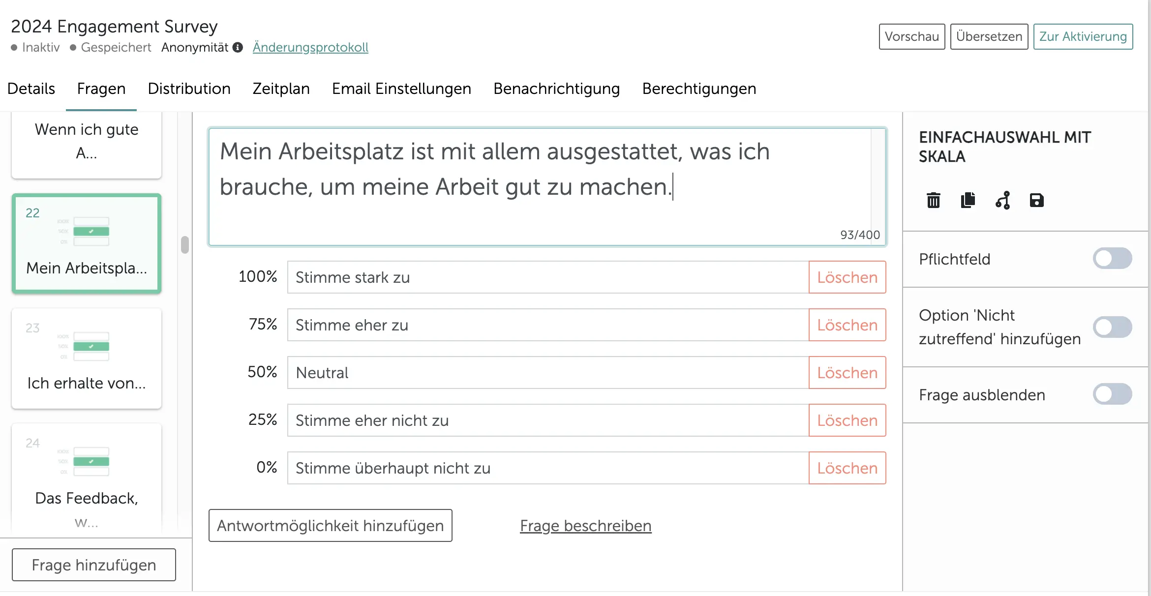 Beispiele für Fragen zur Engagement-Umfrage Beispiele für Fragen zur Engagement-Umfrage