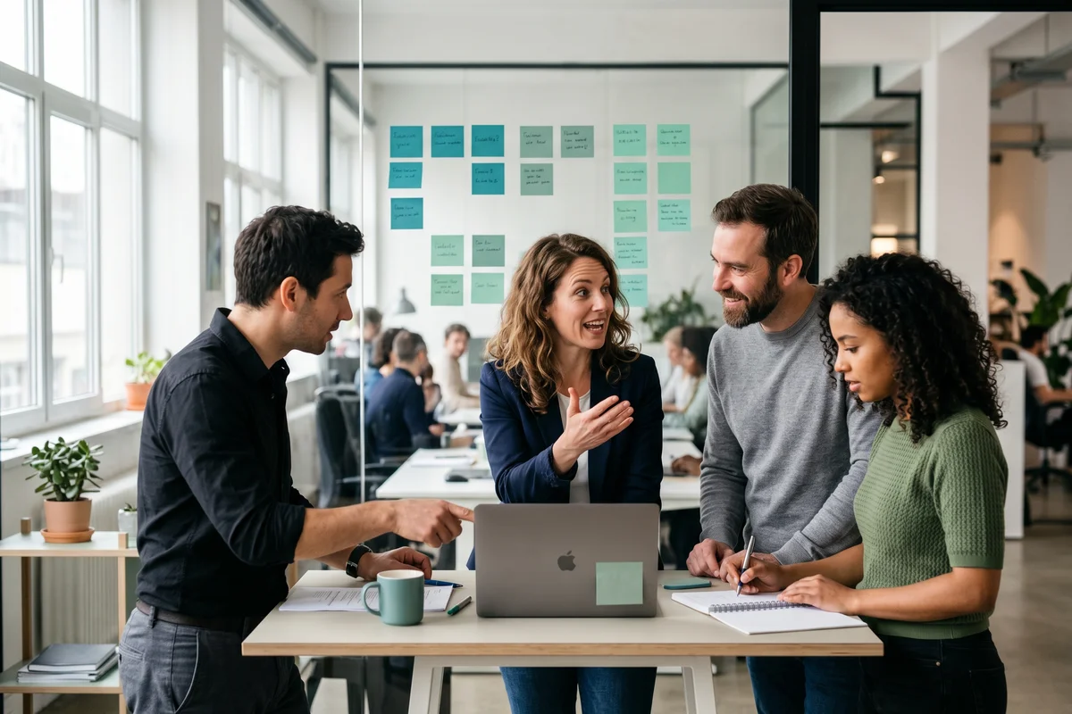 Team im Gespräch über Engagement-Maßnahmen